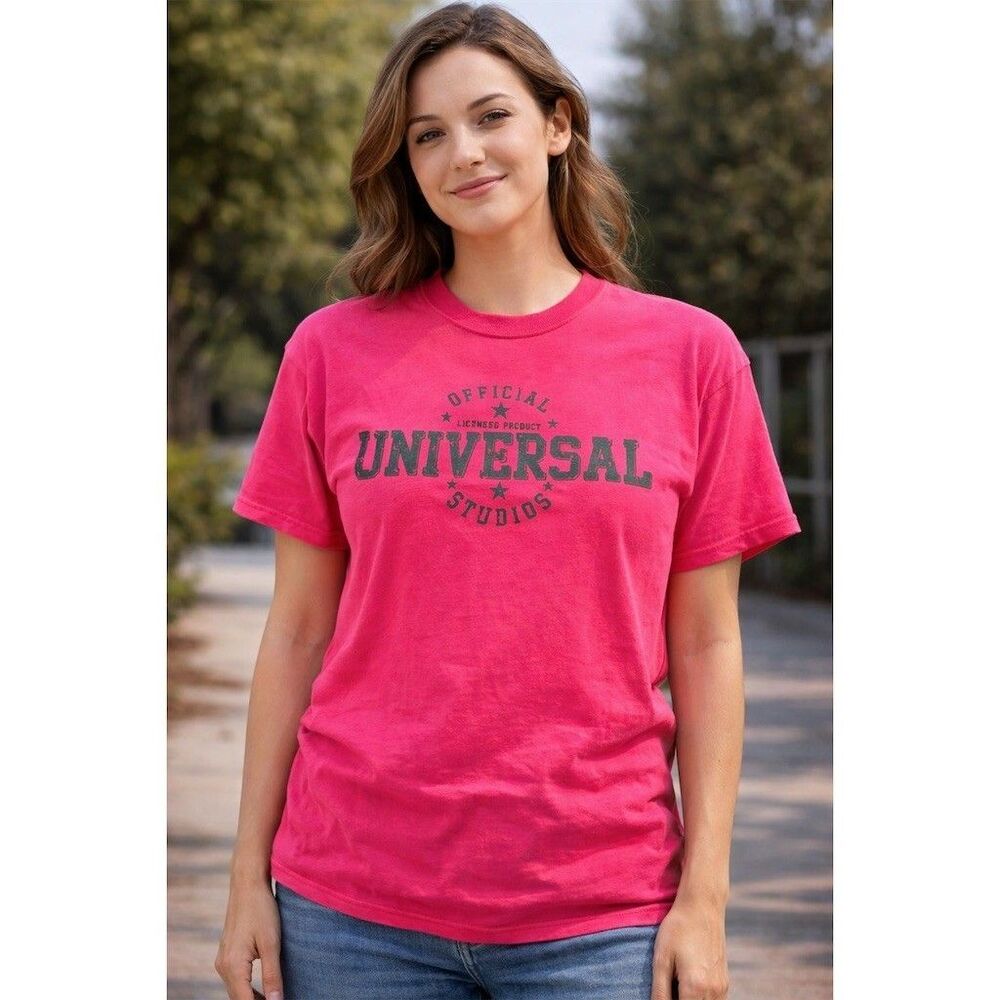 Universal Studios T-Shirt Unisex 2XL Pink Graphic Print Crew Neck Short - Picture 2 of 6